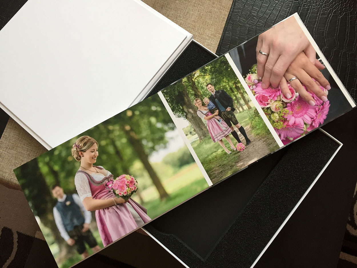 Hochzeitsfotobuch Reportagebilder zusammengefasst in einem Buch